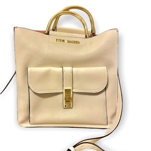 STEVE MADDEN white leather cross body satchel